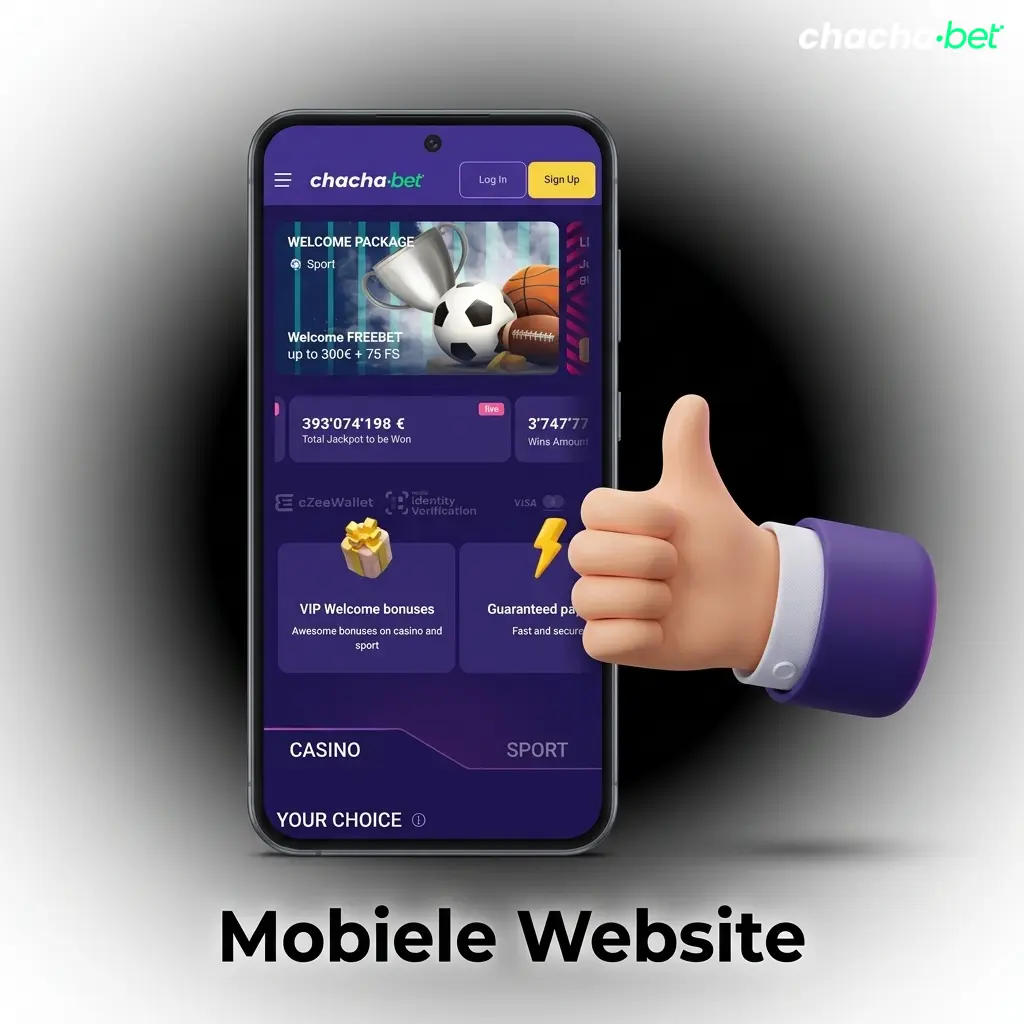 Chachabet mobiele website op smartphone en tablet, geoptimaliseerd voor browser zonder app-installatie